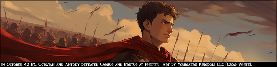In October 42 BC, Octavian and Antony defeated Cassius and Brutus at Philippi